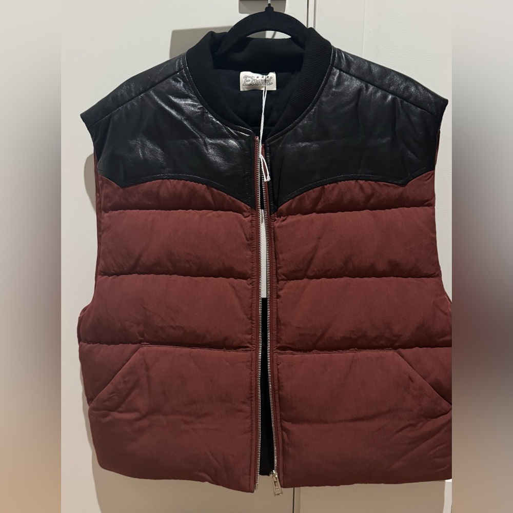 NWT Elwood leather detail down vest size M